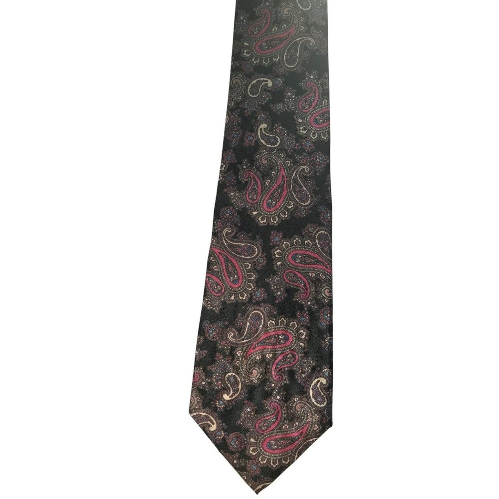 Paisley JG HOOK Silk Neck Tie Black Pink Blue Red Brown Art Deco Swing 56" Retro